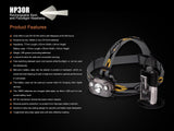 Fenix HP30R 1750 Lumen CREE LED Headlamp (Black color body) 2 X Fenix Li-ion rechargeable batteries and Four EdisonBright CR123A Lithium batteries bundle