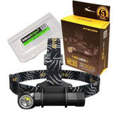 Nitecore HC33 1800 Lumens CREE XHP35 LED dual-form compact headlamp bundled with EdisonBright battery carry case