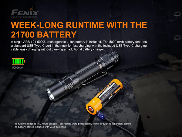 Fenix PD36 TAC 3000 Lumen LED Tactical Flashlight, 2 X 5000mAh Batteri ...