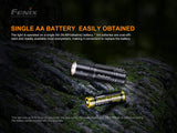 Fenix E12 V2 160 Lumen LED flashlight with EdisonBright AA alkaline battery bundle