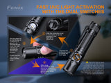 Fenix LD32 UVC 1200 Lumen USB Rechargeable LED Flashlight with Built in UV-C Light Bundle with EdisonBright Battery Carrying case