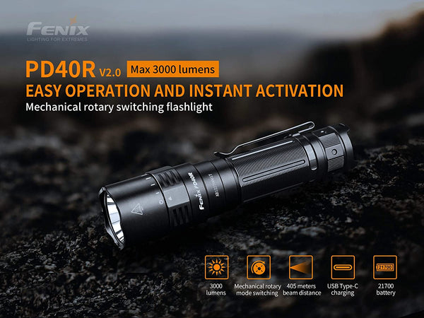 Fenix PD40R V2 USB Rechargeable 3000 Lumen LED Flashlight with, Rechar ...