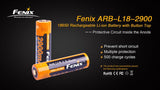 New Sealed Fenix ARB-L18-2900 Li-ion type 18650 protected rechargeable 2900mAh battery