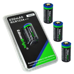 4 Pack Brand New EdisonBright EBR65 16340 (RCR123A) rechargeable Li-ion batteries