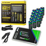  Each of the four battery slots monitors and charges independently • Compatible with and identifies Li-ion (26650, 22650, 18650, 17670, 18490, 17500, 18350, 16340(RCR123), 14500, 10440), Ni-MH and Ni-Cd (AA, AAA, AAAA, C) rechargeable batteries • Two conveniently located side buttons allow easy selection of specific battery types and charging parameters • Intelligent circuitry detects the battery type and status before entering automatic charge mode (CC, CV, dV/dt) • Automatically detects battery power stat