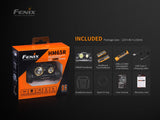 Fenix HM65R dual beam 1400 lumen LED Headlamp, 2 X high capacity batteries with EdisonBright battery carry case bundle