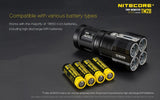 Nitecore Tiny Monster TM28 6000 Lumens 4 x CREE XHP35 HI LED Flashlight powered by Li-ion 4 x 18650s or IMR18650's