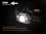 New Fenix HP30R 1750 Lumens CREE LED rechargeable headlamp with two 18650 batteries