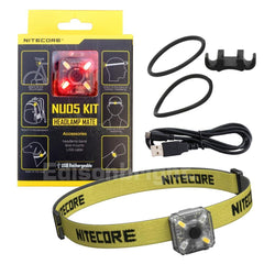 New Nitecore NU05 35 Lumens LED Headlamp Mate cautionary RED / White light flasher