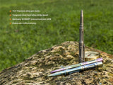 Fenix T5Ti Tactical Pen body, made of TC4 titanium alloy and finished in CNC machining with Germany Schmidt P950M pressurized refill