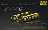 Nitecore NL1826R 18650 2600mAh 3.6v 9.36Wh protected Micro-USB rechargeable Lithium Ion (Li-ion) Button Top Battery