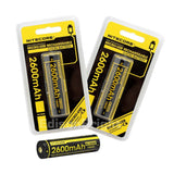 Nitecore NL1826R 18650 2600mAh 3.6v 9.36Wh protected Micro-USB rechargeable Lithium Ion (Li-ion) Button Top Battery